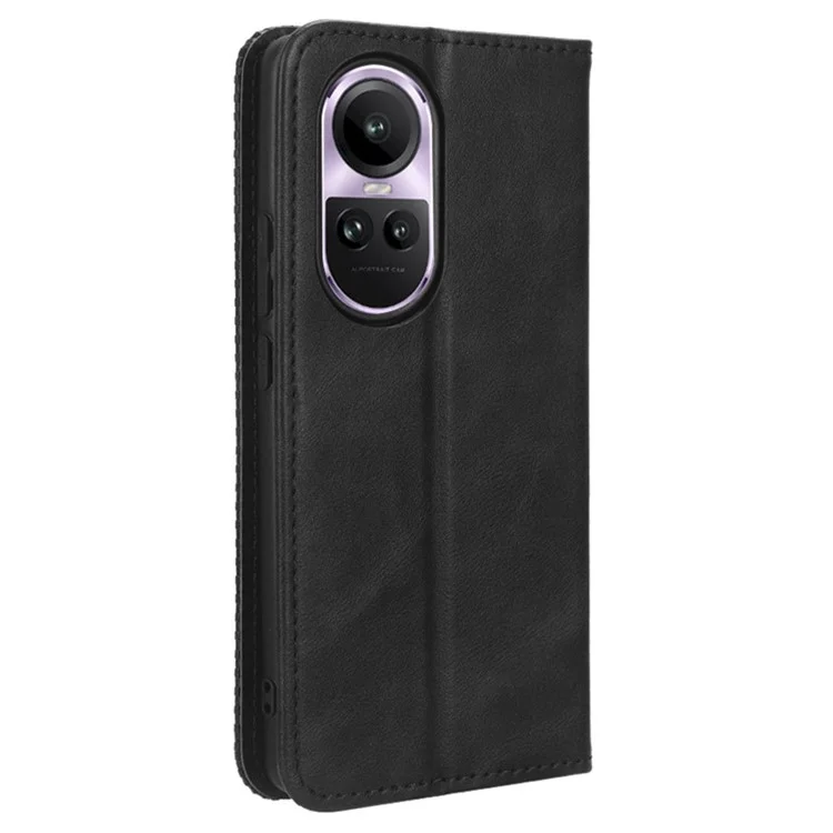 For Oppo Reno10 5G CPH2531 (Global) / Reno10 Pro 5G CPH2525 (Global) Retro Wallet Phone Case PU Leather Stand Cover - Black-Cellmalls
