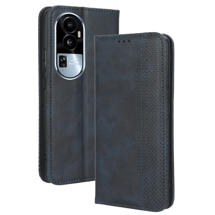 Stand Wallet for Oppo Reno10 Pro+ 5G Anti-fall Retro Mobile Phone Cover PU Leather Magnetic Case - Black-Cellmalls