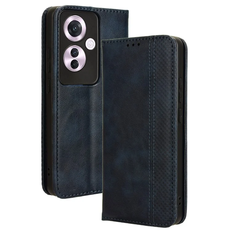 For Oppo Reno11 F 5G / F25 Pro 5G Wallet Case Retro PU Leather Phone Cover Magnetic Closing - Black-Cellmalls