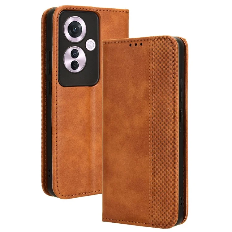 For Oppo Reno11 F 5G / F25 Pro 5G Wallet Case Retro PU Leather Phone Cover Magnetic Closing - Black-Cellmalls