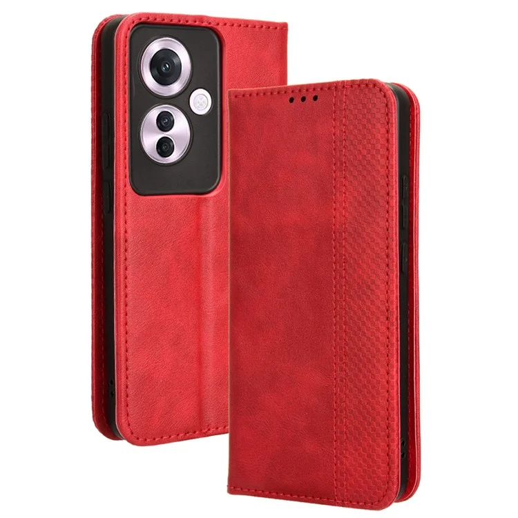 For Oppo Reno11 F 5G / F25 Pro 5G Wallet Case Retro PU Leather Phone Cover Magnetic Closing - Black-Cellmalls