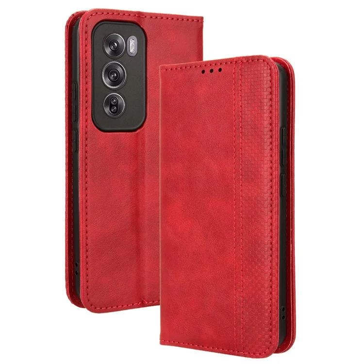 For Oppo Reno12 Pro 5G (Global) Case Retro Leather Phone Cover Hidden Magnetic Adsorption - Black-Cellmalls