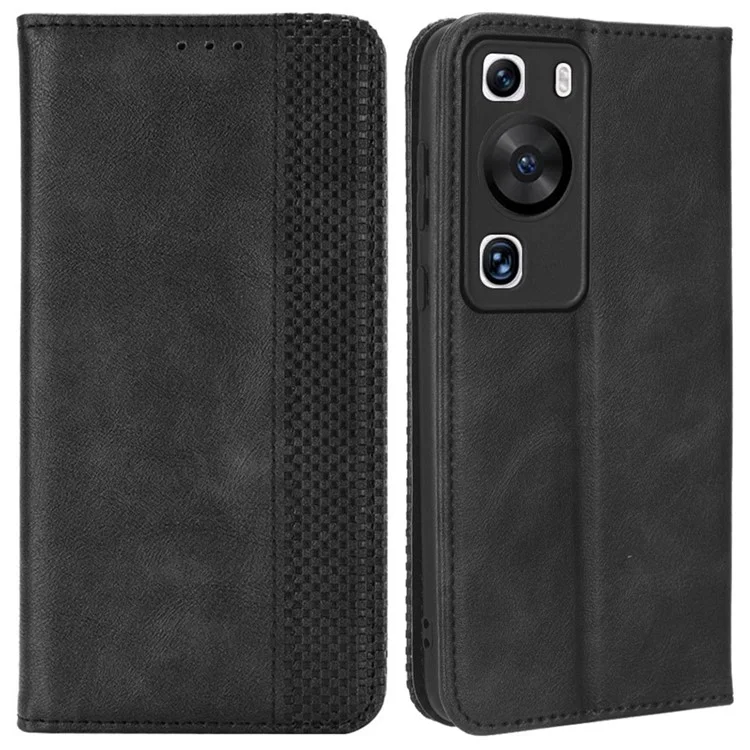 Stand Shell for Oppo Find X6 Pro PU Leather Magnetic Retro Phone Cover Cell Phone Wallet Case - Black-Cellmalls