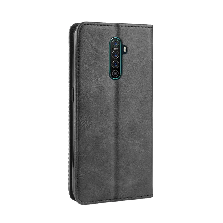 Vintage Style Stand Leather Wallet Case for Oppo Reno Ace / Realme X2 Pro - Black-Cellmalls