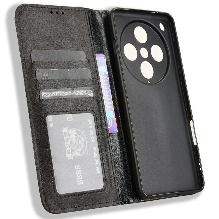 For Oppo Find X8 Pro 5G Leather Case Wallet Stand Retro Texture Phone Cover - Black-Cellmalls