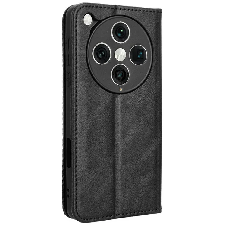 For Oppo Find X8 Pro 5G Leather Case Wallet Stand Retro Texture Phone Cover - Black-Cellmalls