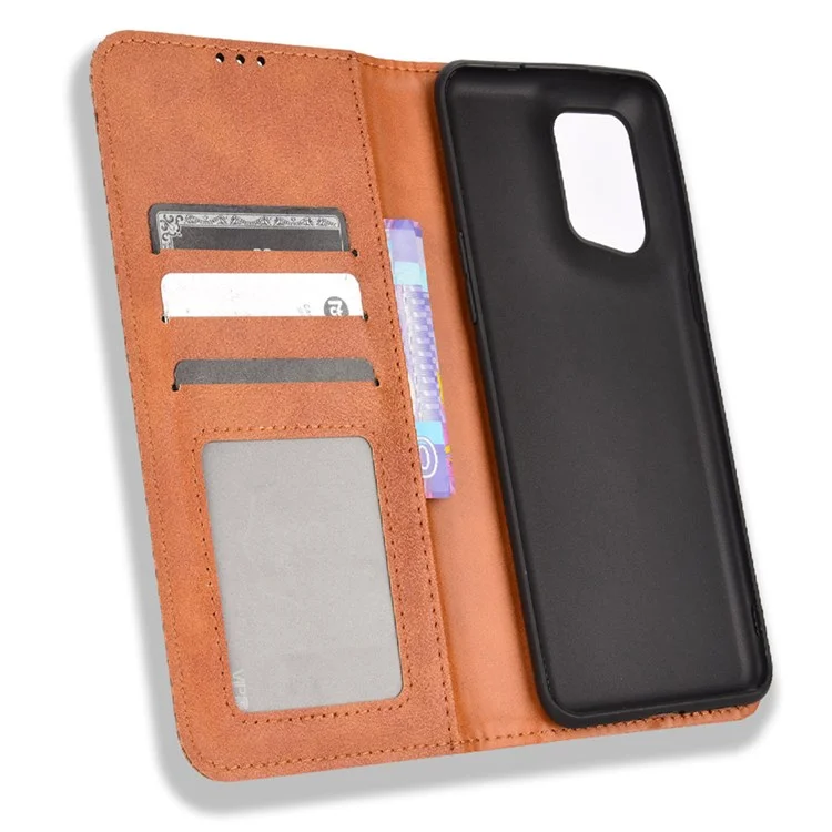 For Oppo Find X5 Pro Retro PU Leather Wallet Flip Cover Mosaic Imprinted Auto Magnetic Closed Stand Function Folio TPU Inner Shell - Brown-Cellmalls