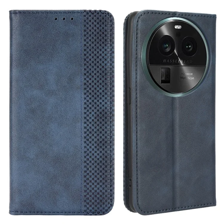 For Oppo Find X6 Retro Phone Cover Magnetic PU Leather Stand Cell Phone Wallet Case - Black-Cellmalls