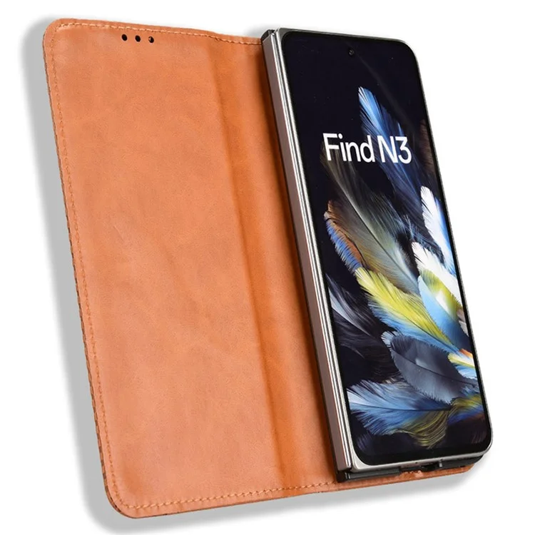 Retro Series For Oppo Find N3 5G / OnePlus Open Case Card Slots PU Leather Phone Covers - Brown-Cellmalls