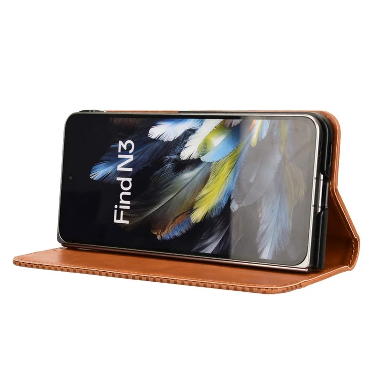 Retro Series For Oppo Find N3 5G / OnePlus Open Case Card Slots PU Leather Phone Covers - Brown-Cellmalls