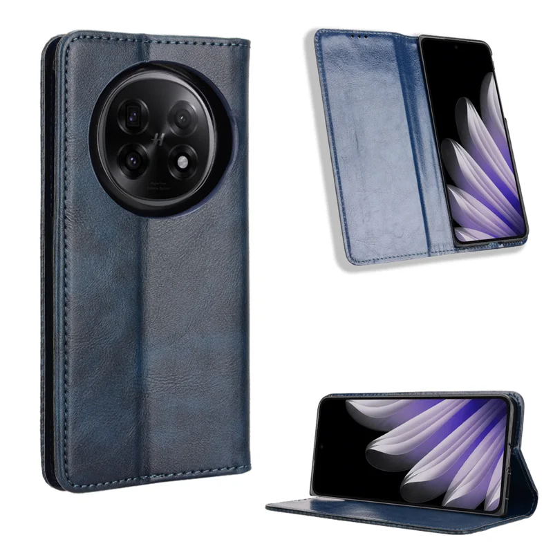 For Oppo Find N5 5G Retro PU Leather Case Phone Wallet Stand Cover - Black-Cellmalls
