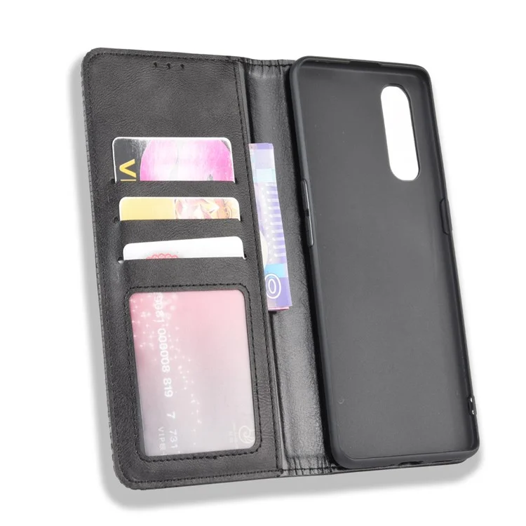 Vintage Style Leather Wallet Stand Cover Case for Oppo Find X2 - Black-Cellmalls