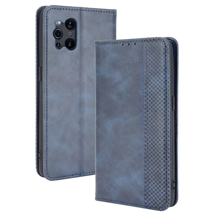 Magnetic Vintage Style Phone Case Wallet Stand Leather Cover for Oppo Find X3 / X3 Pro - Brown-Cellmalls