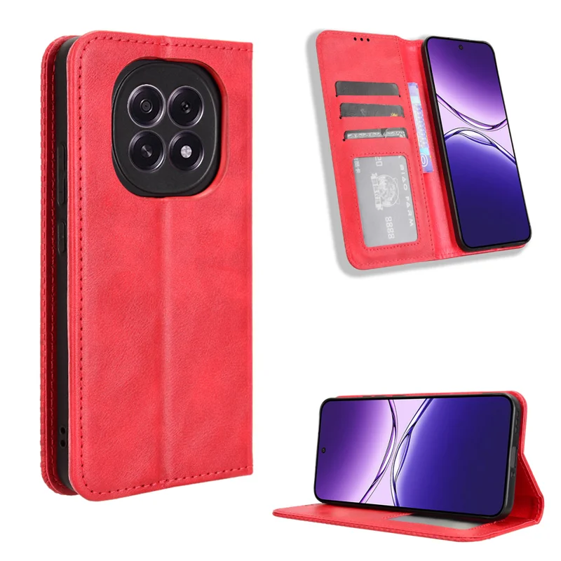 For Oppo A5 5G / Oppo F29 5G Retro PU Leather Case Phone Wallet Stand Cover - Black-Cellmalls