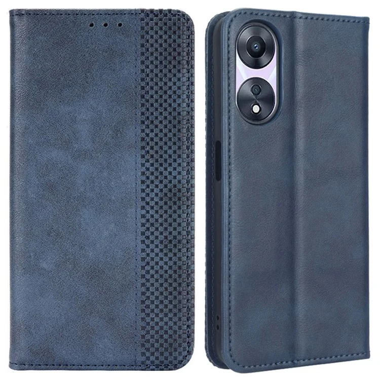 For Oppo A58 5G Imprinted Pattern PU Leather Shockproof Phone Case Wallet Stand Retro Texture Magnetic Closure Anti-scratch Phone Cover - Black-Cellmalls
