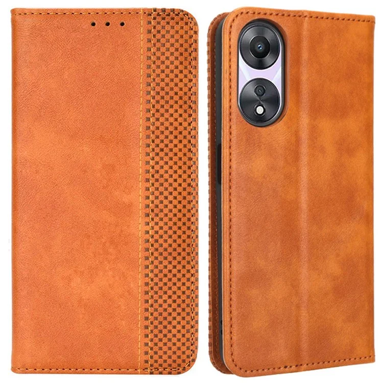 For Oppo A58 5G Imprinted Pattern PU Leather Shockproof Phone Case Wallet Stand Retro Texture Magnetic Closure Anti-scratch Phone Cover - Black-Cellmalls