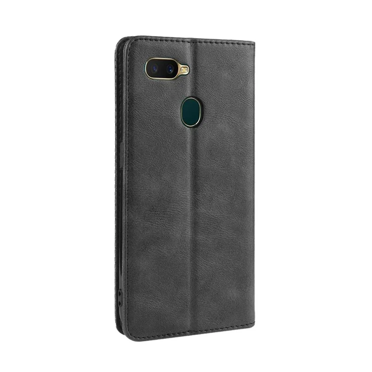 Vintage Style Leather Phone Wallet Casing for Oppo A7/AX7/AX5S/A5S - Black-Cellmalls
