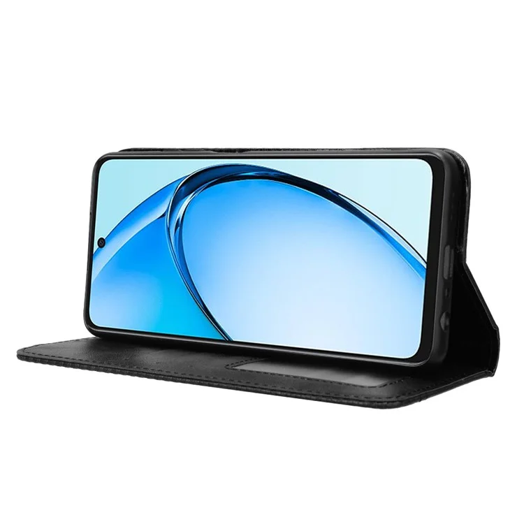 For Oppo A60 4G Leather Case Magnetic Closing Phone Cover with Wallet - Black-Cellmalls