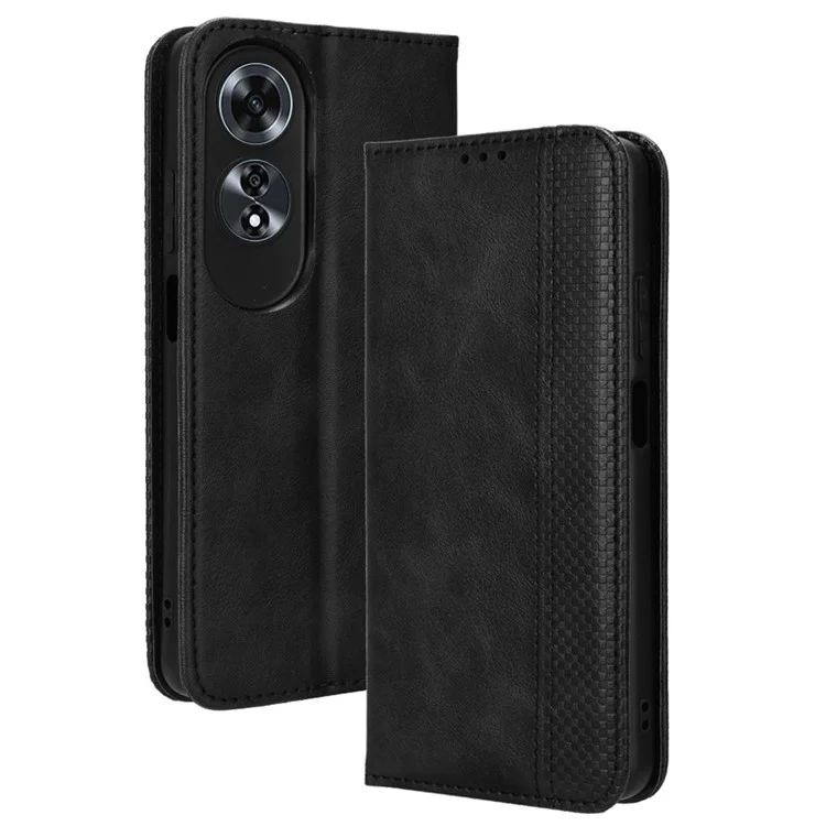 For Oppo A60 4G Leather Case Magnetic Closing Phone Cover with Wallet - Black-Cellmalls