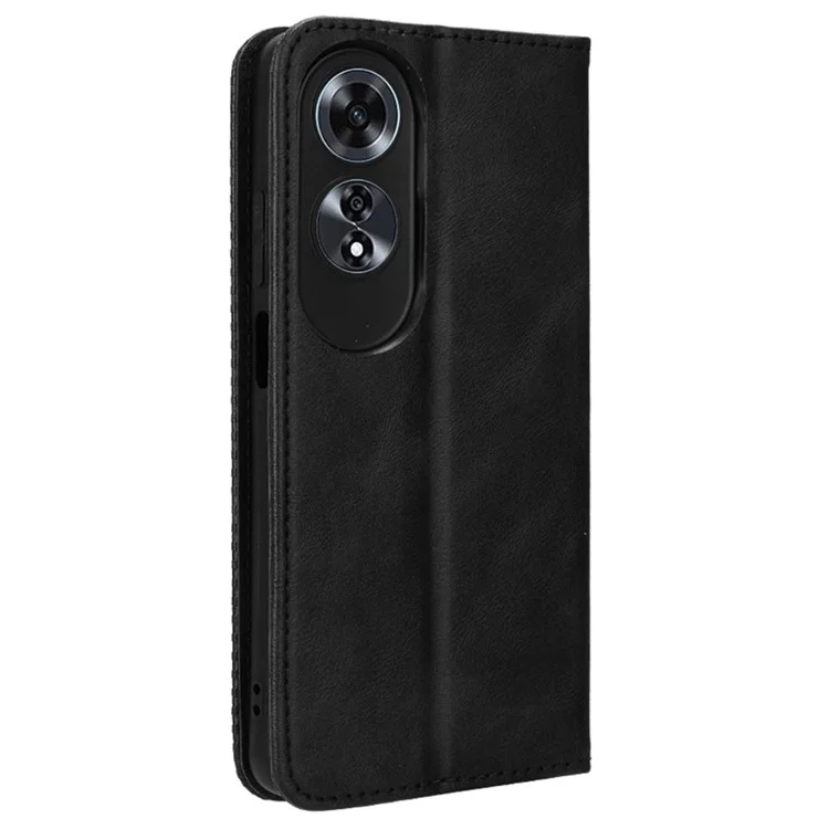 For Oppo A60 4G Leather Case Magnetic Closing Phone Cover with Wallet - Black-Cellmalls
