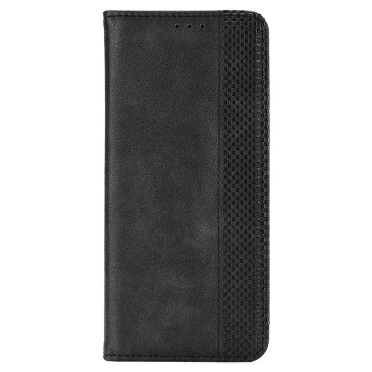 Stand Wallet Phone Case for Oppo A78 4G , Retro PU Leather + TPU Protective Phone Cover - Black-Cellmalls