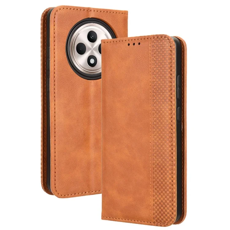 For OPPO Reno12 F 5G / Oppo F27 5G Case Retro PU Leather Wallet Phone Cover Stand - Brown-Cellmalls