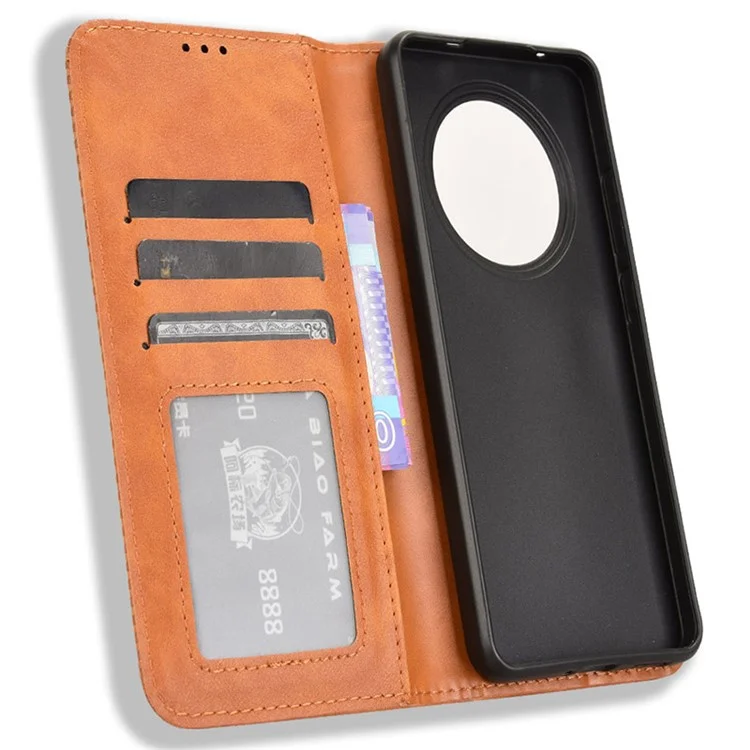 For OPPO Reno12 F 5G / Oppo F27 5G Case Retro PU Leather Wallet Phone Cover Stand - Brown-Cellmalls