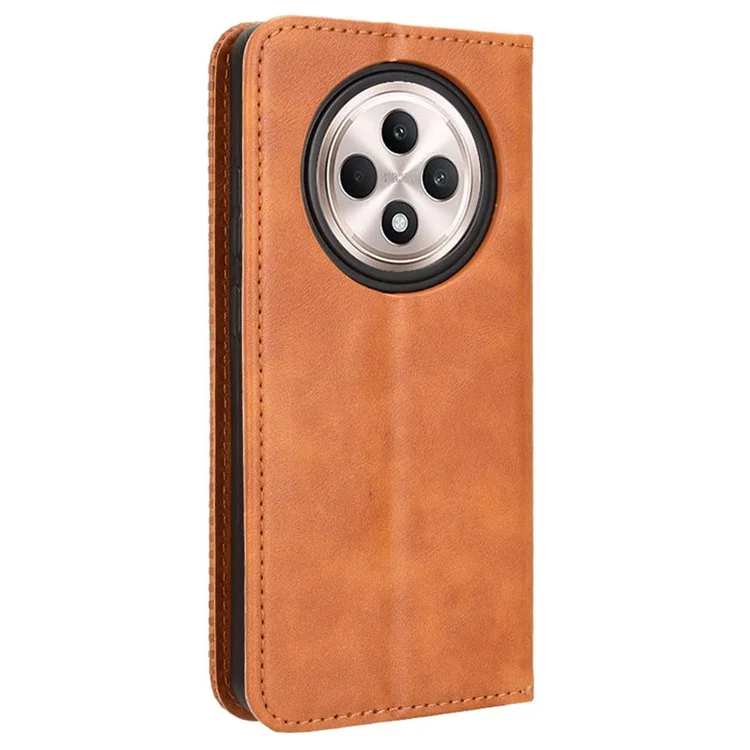 For OPPO Reno12 F 5G / Oppo F27 5G Case Retro PU Leather Wallet Phone Cover Stand - Brown-Cellmalls