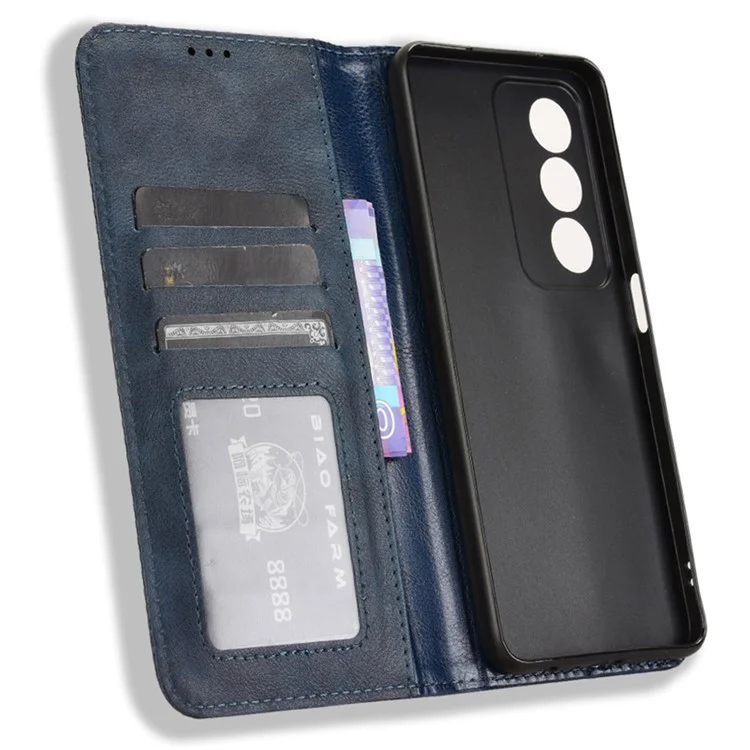 For Oppo A80 5G / A3 Pro (Global) 5G / K12x 5G (India) / A3x 5G (China) Case PU Leather Wallet Phone Cover Stand View - Blue-Cellmalls