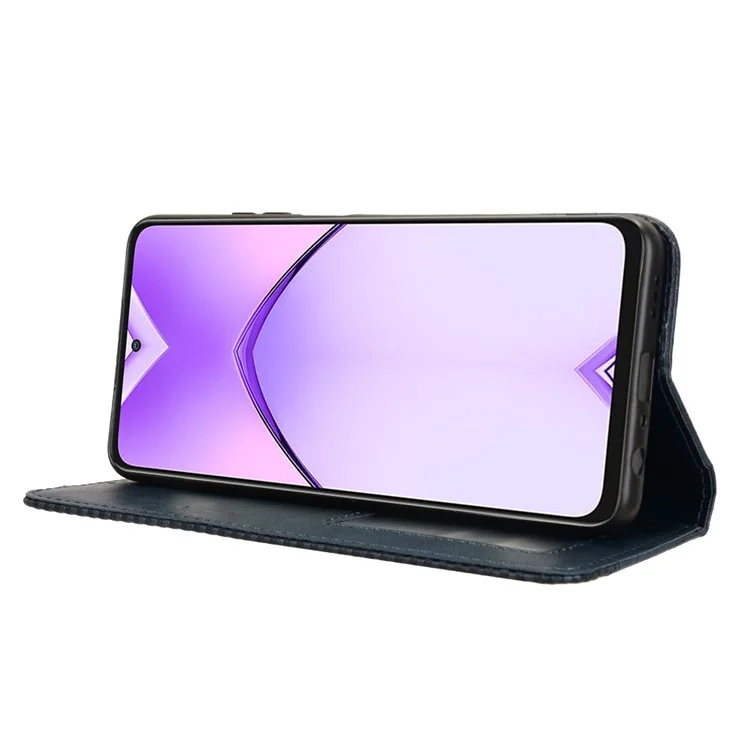 For Oppo A80 5G / A3 Pro (Global) 5G / K12x 5G (India) / A3x 5G (China) Case PU Leather Wallet Phone Cover Stand View - Blue-Cellmalls