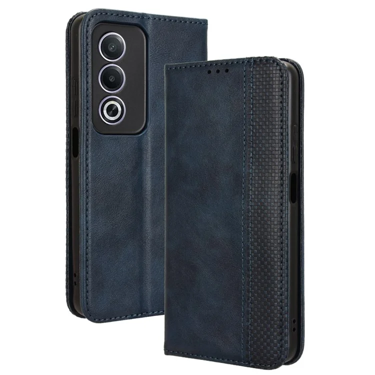 For Oppo A80 5G / A3 Pro (Global) 5G / K12x 5G (India) / A3x 5G (China) Case PU Leather Wallet Phone Cover Stand View - Blue-Cellmalls