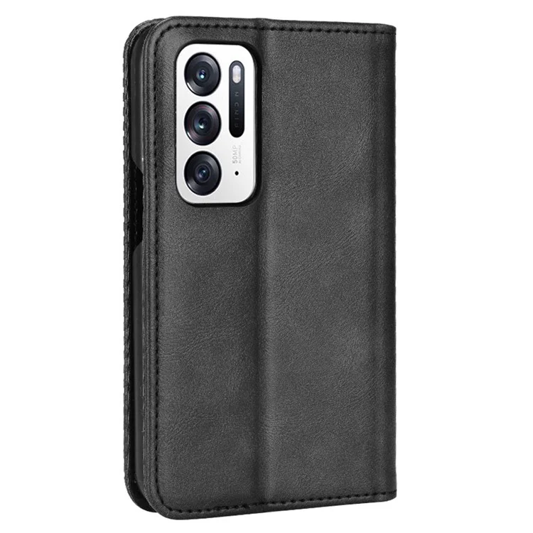 For Oppo Find N Imprinted Mosaic Magnetic Absorption PU Leather Case Stand Wallet Inner Soft TPU Book Cover - Black-Cellmalls
