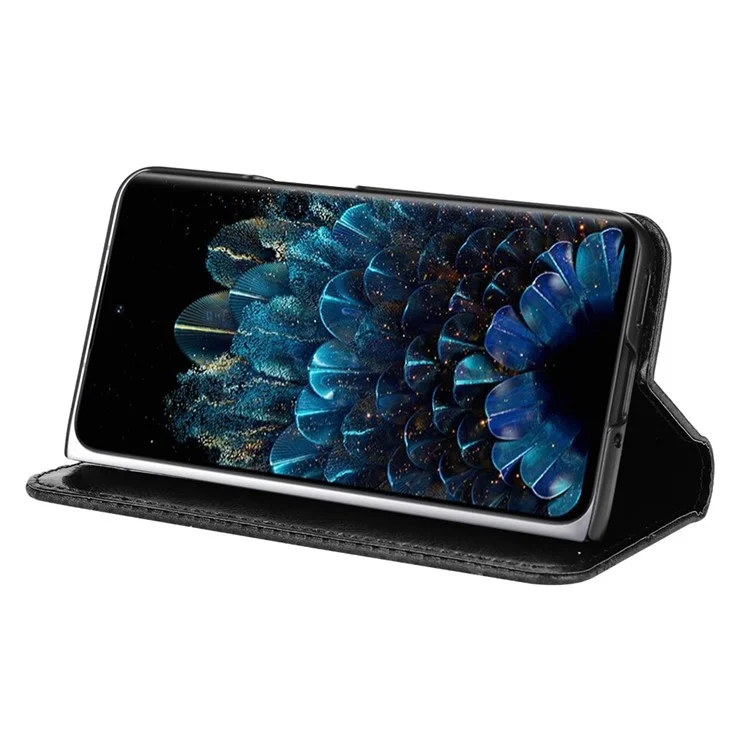 For Oppo Find N Imprinted Mosaic Magnetic Absorption PU Leather Case Stand Wallet Inner Soft TPU Book Cover - Black-Cellmalls