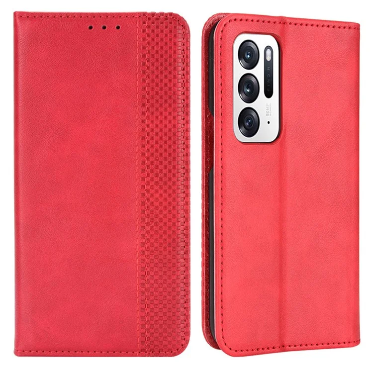 For Oppo Find N Imprinted Mosaic Magnetic Absorption PU Leather Case Stand Wallet Inner Soft TPU Book Cover - Black-Cellmalls