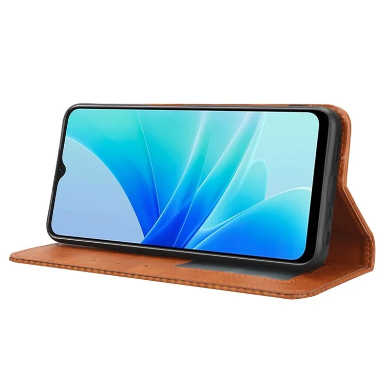 Phone Flip Wallet Case For Oppo A57 4G / A57s 4G / A57 (CPH2387) (Taiwan Version) Magnetic Auto Closing Retro Imprint Pattern PU Leather Phone Cover Stand - Brown-Cellmalls