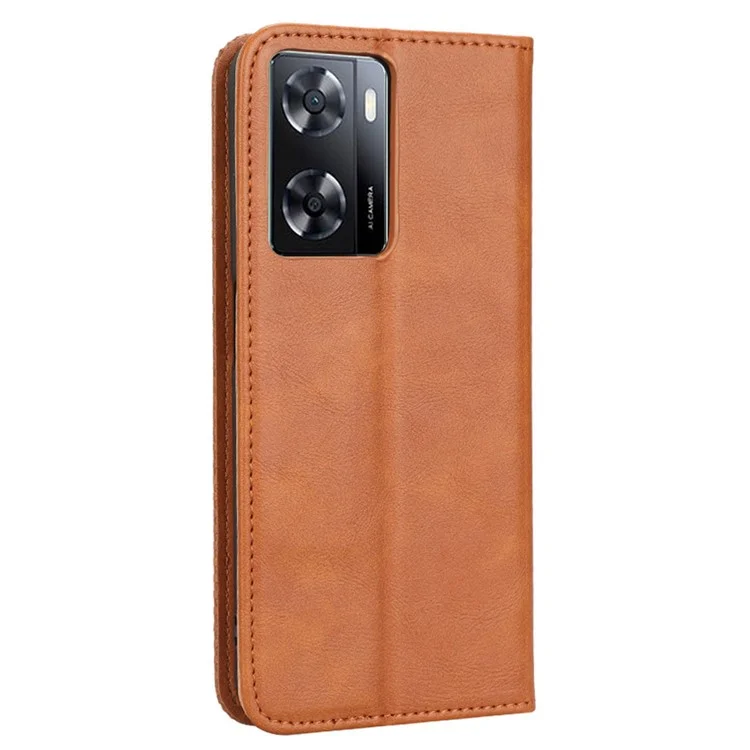 Phone Flip Wallet Case For Oppo A57 4G / A57s 4G / A57 (CPH2387) (Taiwan Version) Magnetic Auto Closing Retro Imprint Pattern PU Leather Phone Cover Stand - Brown-Cellmalls