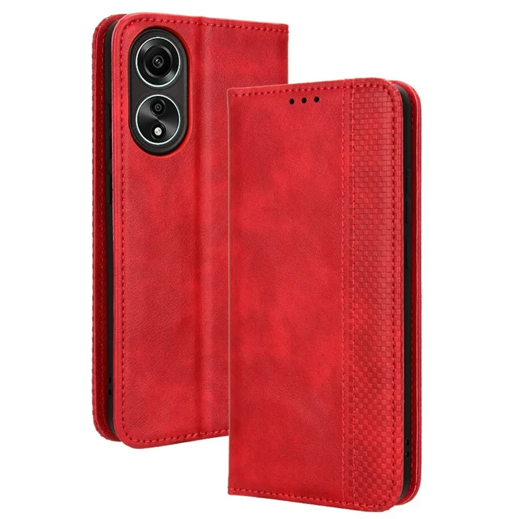 For Oppo A58 4G Wallet Phone Stand Case Retro PU Leather Anti-scratch Phone Cover - Black-Cellmalls