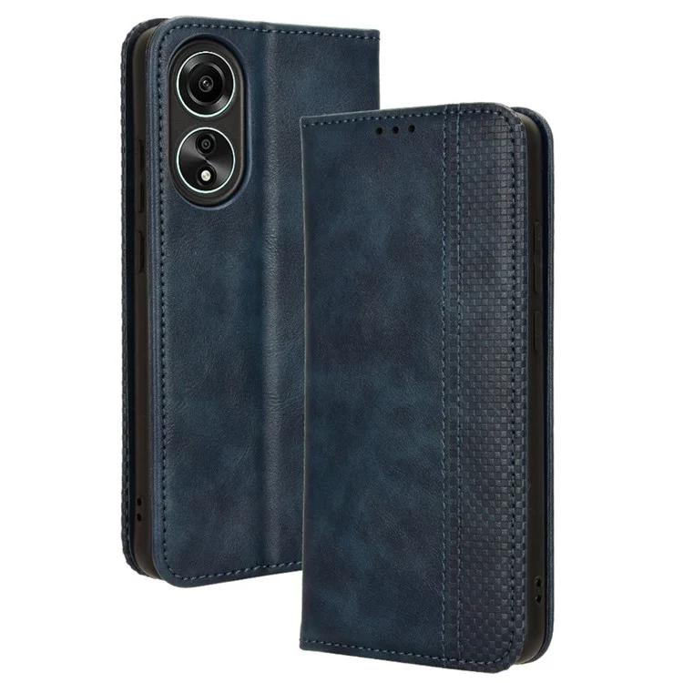 For Oppo A58 4G Wallet Phone Stand Case Retro PU Leather Anti-scratch Phone Cover - Black-Cellmalls