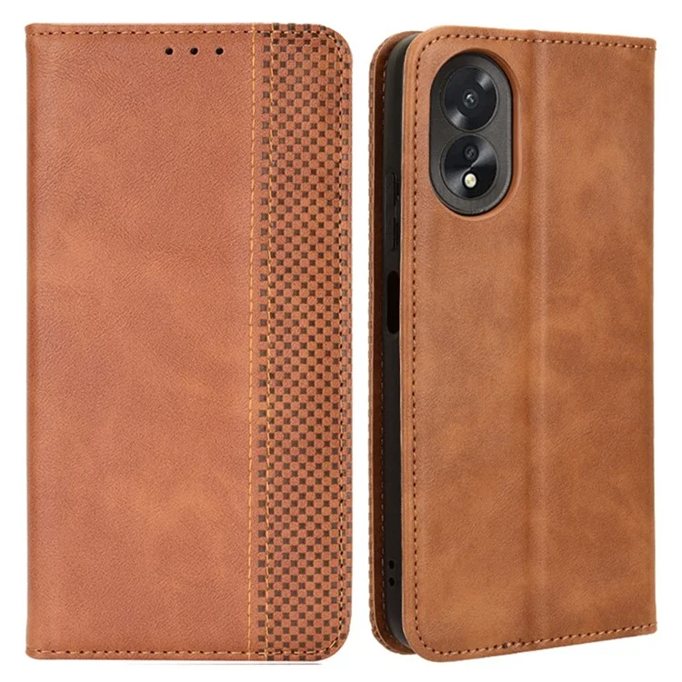 For Oppo A18 4G / A38 4G Case Retro Leather Wallet Folding Stand Cell Phone Cover - Black-Cellmalls