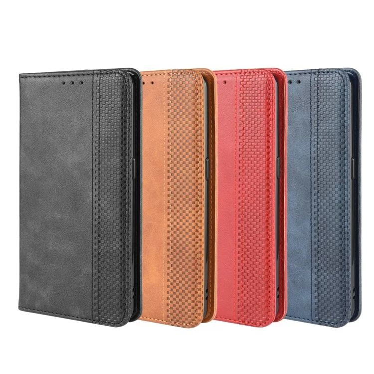 Vintage Style Leather Wallet Stand Phone Shell for Oppo A8/A31 (2020) - Black-Cellmalls