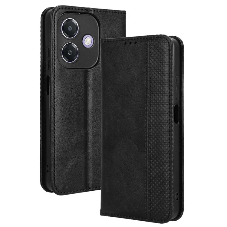 For Oppo A3 4G / A3 5G / A3x 4G / A3x 5G / A40M 4G / A40 4G / A3i 5G / A60 5G Leather Case Wallet Stand Retro Texture Phone Cover - Black-Cellmalls