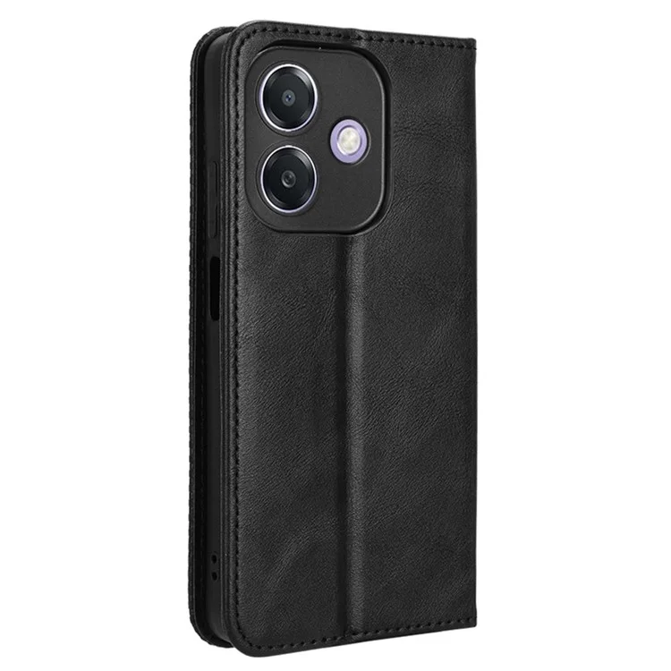 For Oppo A3 4G / A3 5G / A3x 4G / A3x 5G / A40M 4G / A40 4G / A3i 5G / A60 5G Leather Case Wallet Stand Retro Texture Phone Cover - Black-Cellmalls