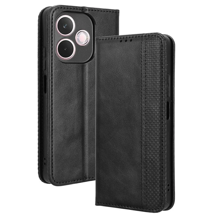 For Oppo A5 Pro 4G (Global) / 5G (Global) / A5 Energy 5G (China) Case Wallet Stand Retro Texture Leather Phone Cover - Black-Cellmalls