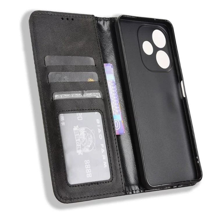 For Oppo A5 Pro 4G (Global) / 5G (Global) / A5 Energy 5G (China) Case Wallet Stand Retro Texture Leather Phone Cover - Black-Cellmalls