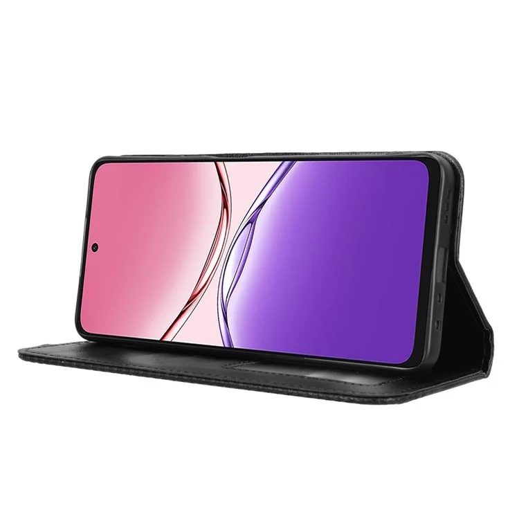 For Oppo A5 Pro 4G (Global) / 5G (Global) / A5 Energy 5G (China) Case Wallet Stand Retro Texture Leather Phone Cover - Black-Cellmalls