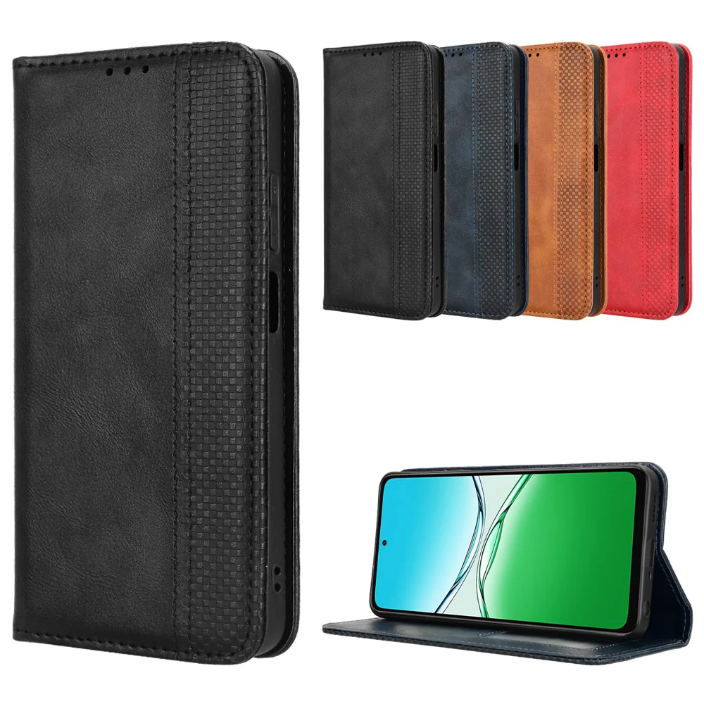 For Oppo A5 4G Leather Case Wallet Stand Retro Texture Phone Cover - Black-Cellmalls