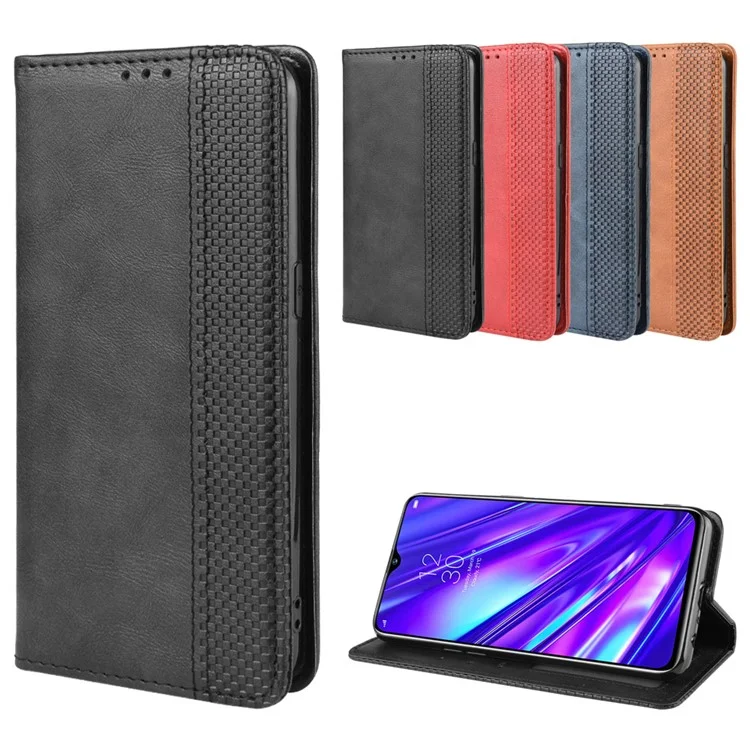Retro Leather Wallet Case for Oppo Realme 5 - Black-Cellmalls