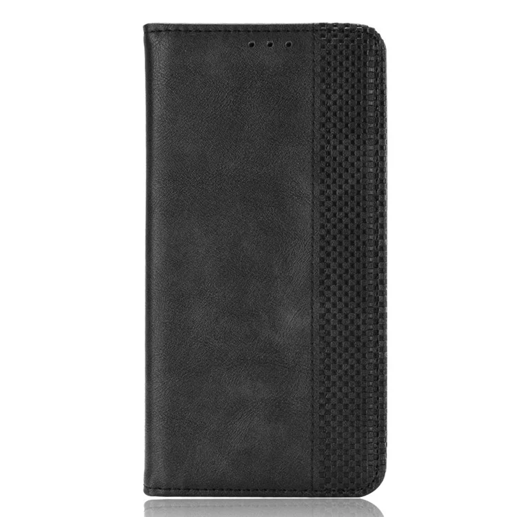 For Oppo A17 4G PU Leather Magnetic Auto Closing Case Retro Texture Imprinted Pattern Wallet Phone Cover - Black-Cellmalls