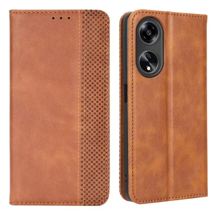 For Oppo A1 5G / A98 5G / F23 5G PU Leather Cover Stand Wallet Retro Magnetic Closure Mobile Phone Case - Brown-Cellmalls