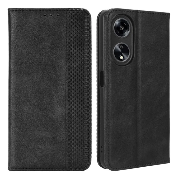 For Oppo A1 5G / A98 5G / F23 5G PU Leather Cover Stand Wallet Retro Magnetic Closure Mobile Phone Case - Brown-Cellmalls